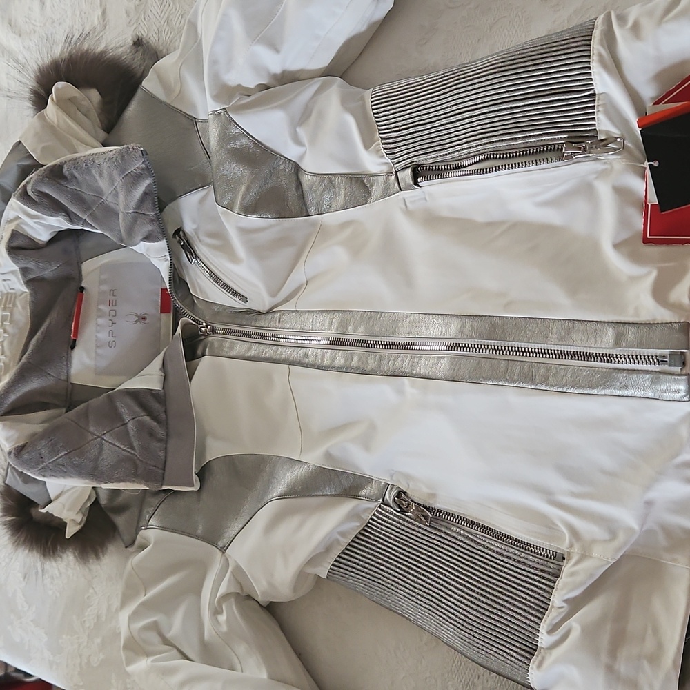 Spyder Women's White and Silver Ski Jacket